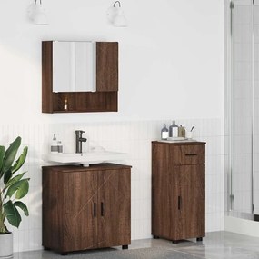 vidaXL Conjunto de Móveis para Banheiro 3 pcs Carvalho castanho