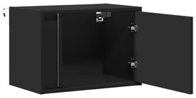 Mesa de cabeceira de parede com luzes LED preto