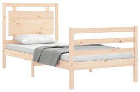 Estrutura de cama com cabeceira 90x200 cm madeira maciça