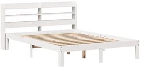 Estrutura de cama c/ cabeceira 150x200 cm pinho maciço branco
