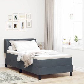 Cama Box Spring com Colchão VidaXL Cinza Escuro 90x200 cm em Veludo
