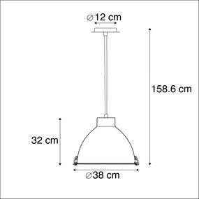 Lâmpada industrial suspensa de alumínio 38 cm regulável - Anteros Industrial,Moderno