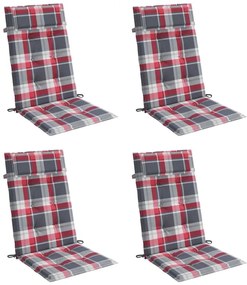 Almofadões p/ cadeira encosto alto 4 pcs oxford xadrez vermelho