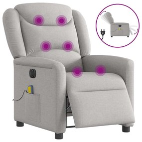 Poltrona massagens reclinável elétrica tecido cinzento-nublado