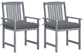 vidaXL Cadeiras de jardim com almofadões 2 pcs acácia maciça cinza