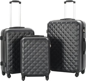 vidaXL Conjunto de tróleis estojo rígido 3 pcs ABS preto