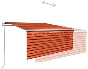 Toldo retrátil automático com estore 3x2,5 m laranja e castanho