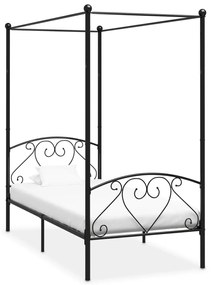 vidaXL Estrutura de cama com dossel metal preto 90x200 cm