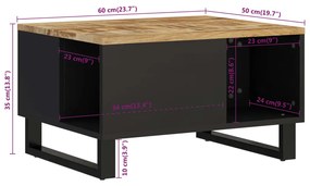 Mesa de centro 60x50x35 cm madeira de mangueira maciça