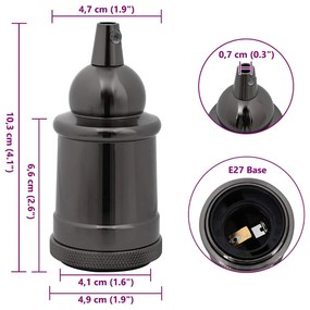 Casquilhos de lâmpadas 2 pcs Preto brilhante E27