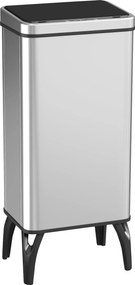 HOMCOM Balde de Lixo Automático 50 L  em Aço Inoxidável com Sensor Infravermelhos e Aro de Retenção 35,5x26x83,5 cm Prata | Aosom Portugal