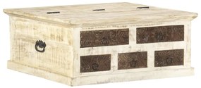 vidaXL Mesa de centro 68x68x30 cm madeira de mangueira maciça branco