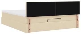 Estrutura de cama otomana com colchão tecido creme 160x200cm