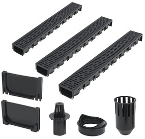 Canais de drenagem 3 pcs plástico 3 m