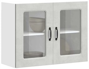 Armário de parede de cozinha porta vidro Kalmar concreto cinza