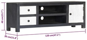 Móvel TV esculpido à mão 120x30x40 cm mangueira cinzento/branco