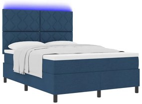Cama Box com Colchão e LED Azul 140x200 cm Tecido