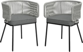 Outsunny Conjunto de 2 Cadeiras de Jardim em Vime Sintético com Almofadas Apoios de Braços e Estrutura de Aço 55x57x75 cm Cinzento Claro | Aosom Portugal