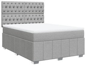 Cama com molas/colchão 140x200 cm tecido cinzento-claro