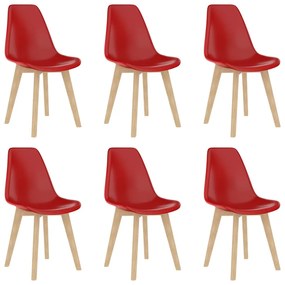 Cadeiras de jantar 6 pcs plástico vermelho