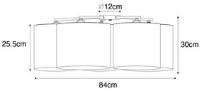 Candeeiro de tecto preto com 5 luzes douradas no interior - Multidrum Moderno