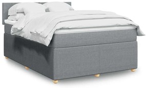 vidaXL Cama com molas/colchão 140x200 cm tecido cinzento-claro