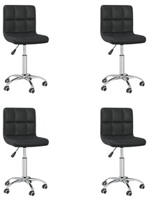 vidaXL Cadeiras de jantar giratórias 4 pcs couro artificial preto