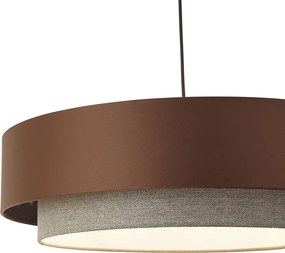 Candeeiro suspenso moderno bronze escuro com taupe 50cm 3-luzes - Drum Duo