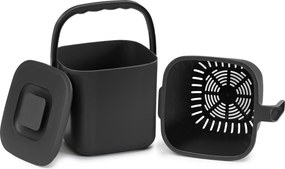 Cubo de compostagem à prova de odores com tampa e pega, 7 L, 24 x 20 x 19,5 cm, preto