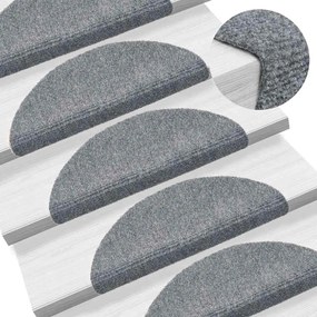 Tapetes de escada adesivos 30 pcs 56x17x3 cm cinzento-claro