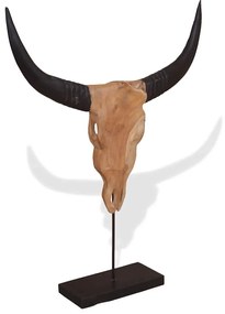 Touro Crânio Escultura Teca 66x15x88 cm