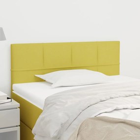 346039 vidaXL Cabeceira de cama tecido 100x5x78/88 cm verde