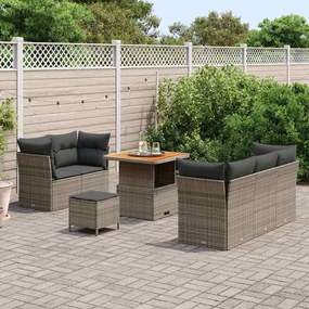 Conjunto de Sofá para Jardim 8 Peças com Almofadas Cinza Polirattan Ac