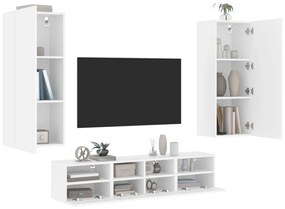 vidaXL 5 pcs móveis de parede p/ TV derivados de madeira branco