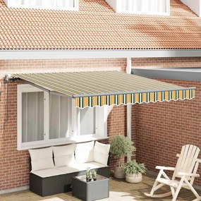 vidaXL Toldo Retrátil Verde e amarelo 300 x 250 cm Tecido e Alumínio