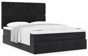 Estrutura de cama otomana com colchões 140x200 cm veludo preto
