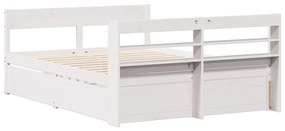 Cama sem colchão 140x200 cm madeira de pinho maciça branco