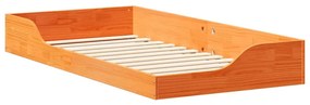 Estrutura de cama de chão Castanho-mel 90 x 190 cm