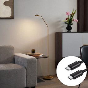 Candeeiro de pé moderno bronze com LED regulável em 3 níveis recarregável - Waldorf