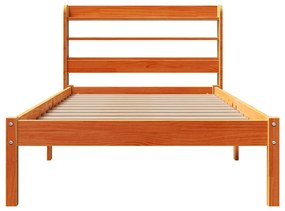 Estrutura cama c/ cabeceira 75x190 cm pinho maciço castanho-mel