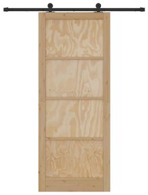 Porta de Correr vidaXL com Kit de Acessórios 93x232 cm Madeira Maciça