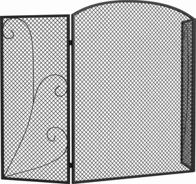 HOMCOM Protetor de Faíscas para Lareira Dobrável de 3 Painéis em Metal Pintado, Pronto a Usar, 133x1x77 cm, Preto | Aosom Portugal