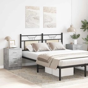 Mesas cabeceira 2pcs 38x35x56cm derivados madeira cinza cimento