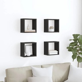 vidaXL Prateleiras de Parede 4 pcs Carvalho Preto Madeira processada