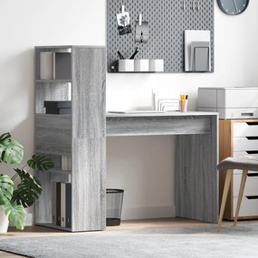 vidaXL Secretária com Armazenamento Cinzento Sonoma 113x54x120 cm Aglomerado