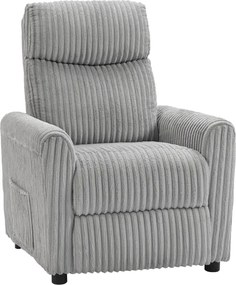 Poltrona Relax Reclinável Manual Estofada em Veludo com Apoio para Pés 73x86x100 cm Cinzento