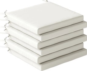 Outsunny Conjunto de Almofadas para Cadeiras de Jantar 46x42x7 cm 6 Peças com Capa Lavável e Laços Impermeável e Anti-UV Creme | Aosom Portugal