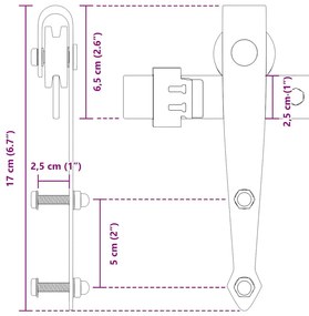 Kit p/ porta de armário deslizante 122 cm aço carbono