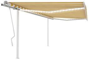 Toldo retrátil manual com luzes LED 4,5x3 m amarelo e branco