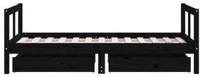 Estrutura cama infantil c/ gavetas 80x160 cm pinho maciço preto
